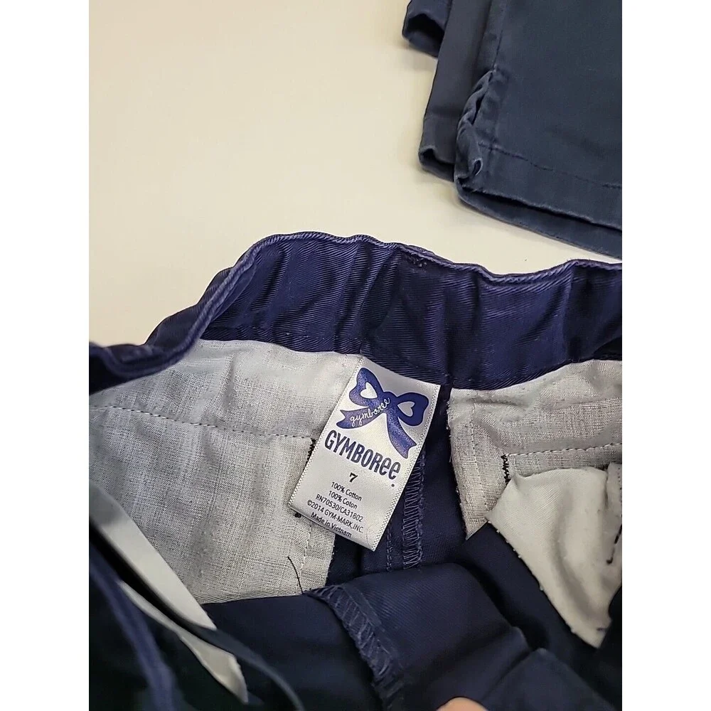4 Pair Girl's Size 7 Navy Blue Uniform Shorts Cat Jack Arrow Gymboree Adjustable